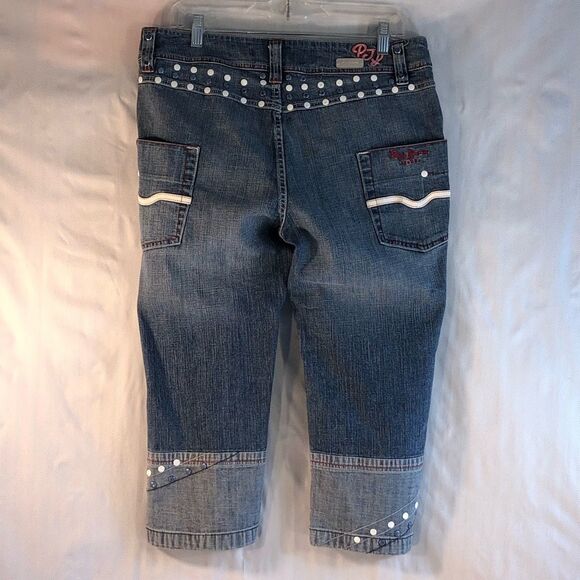 Pepe Jeans London 73 Collection Crop Jeans With Leather & Stud Detailing 33 - Picture 6 of 12